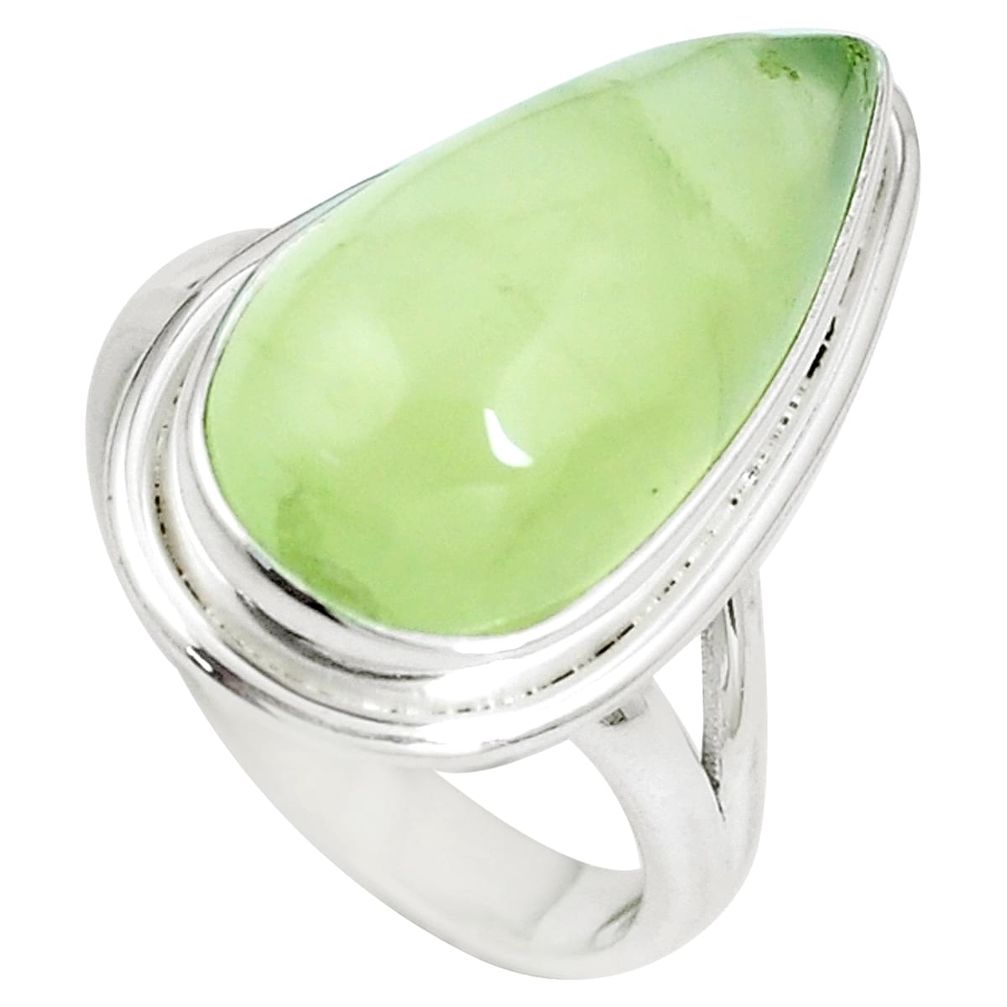 13.73cts natural green prehnite 925 silver solitaire ring jewelry size 8 m89652