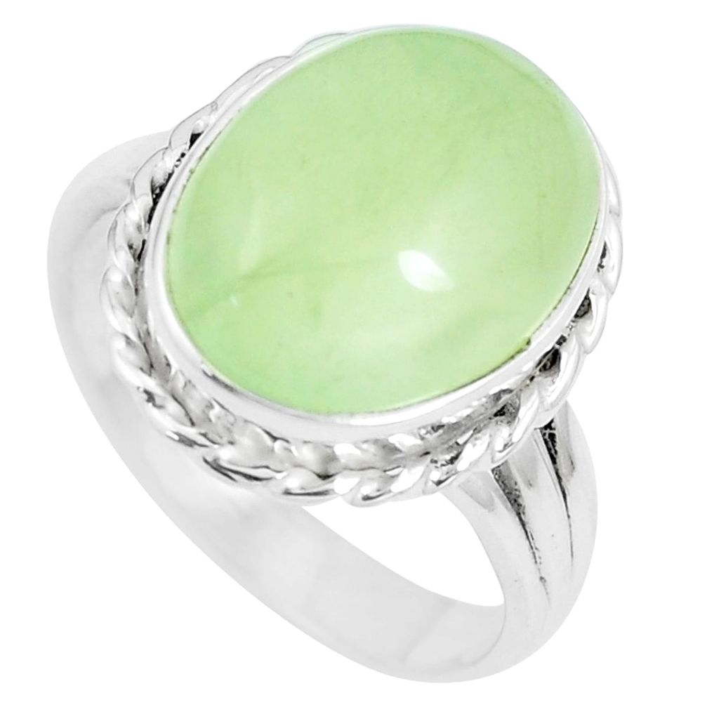 11.23cts natural green prehnite 925 silver solitaire ring size 9.5 m89671