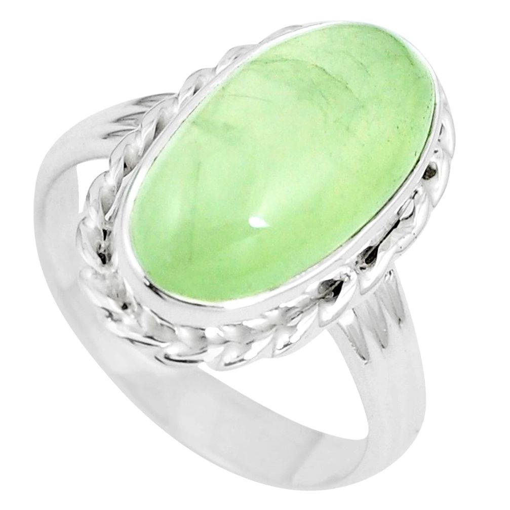 9.37cts natural green prehnite 925 silver solitaire ring jewelry size 9 m89675