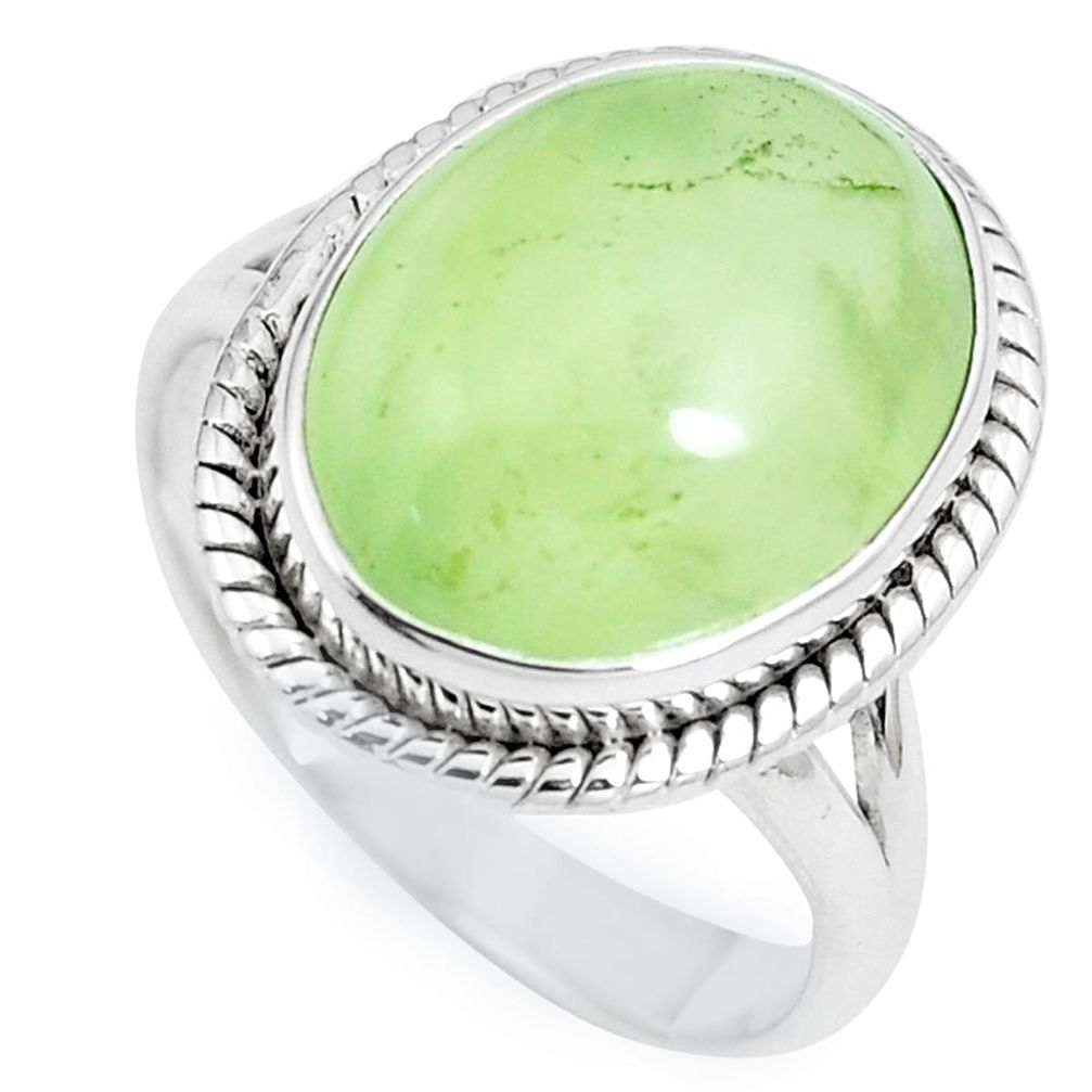 12.64cts natural green prehnite 925 silver solitaire ring jewelry size 9 m89676