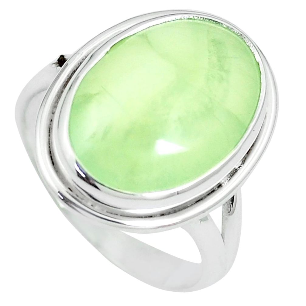 13.09cts natural green prehnite 925 silver solitaire ring size 10 m89678