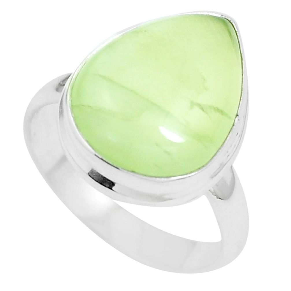 10.57cts natural green prehnite 925 silver solitaire ring jewelry size 8 m89699