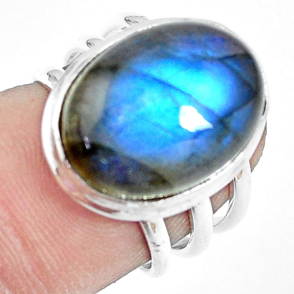 925 sterling silver natural blue labradorite oval solitaire ring size 6 m89820