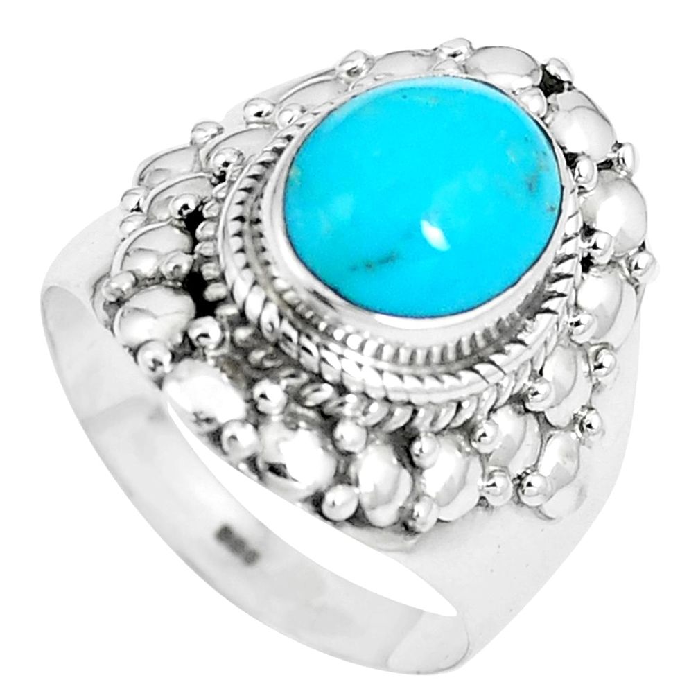 925 silver 4.71cts natural blue kingman turquoise solitaire ring size 7 m89824