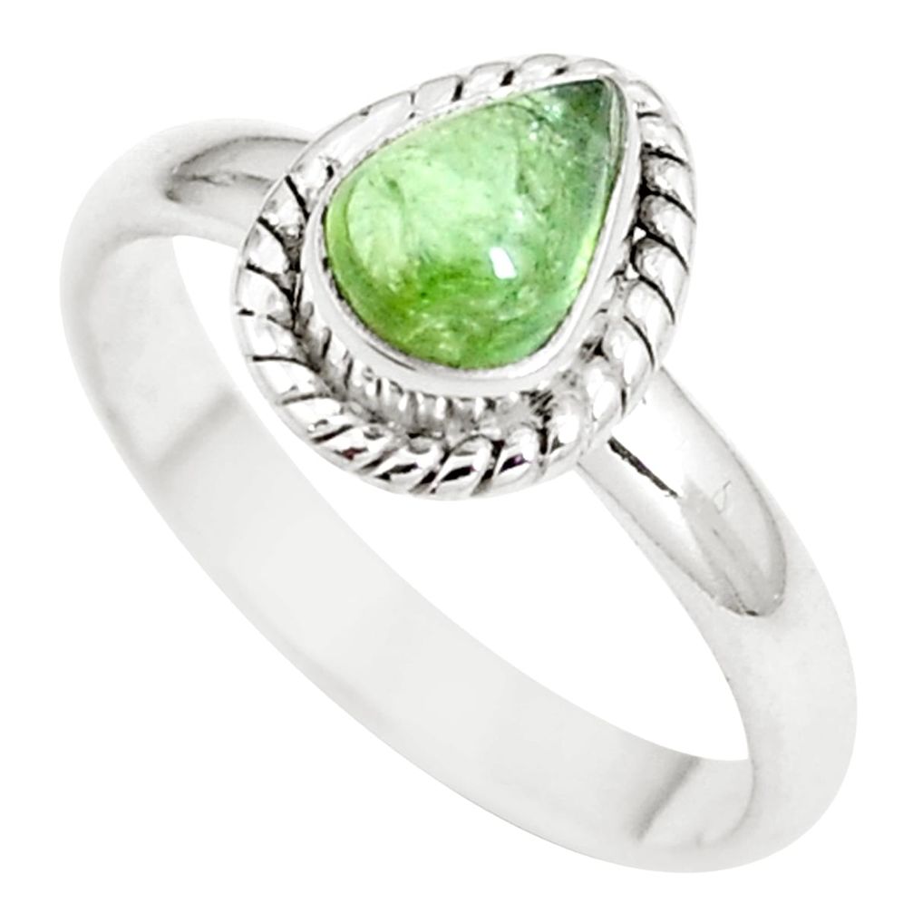 1.45cts natural green tourmaline 925 silver solitaire ring size 6.5 m89874