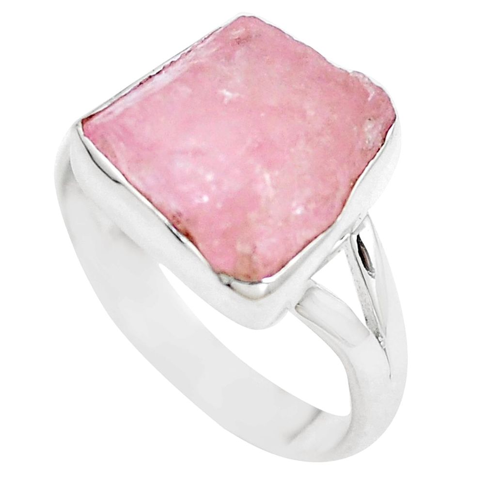 925 silver 5.79cts natural pink morganite rough solitaire ring size 7.5 m90756