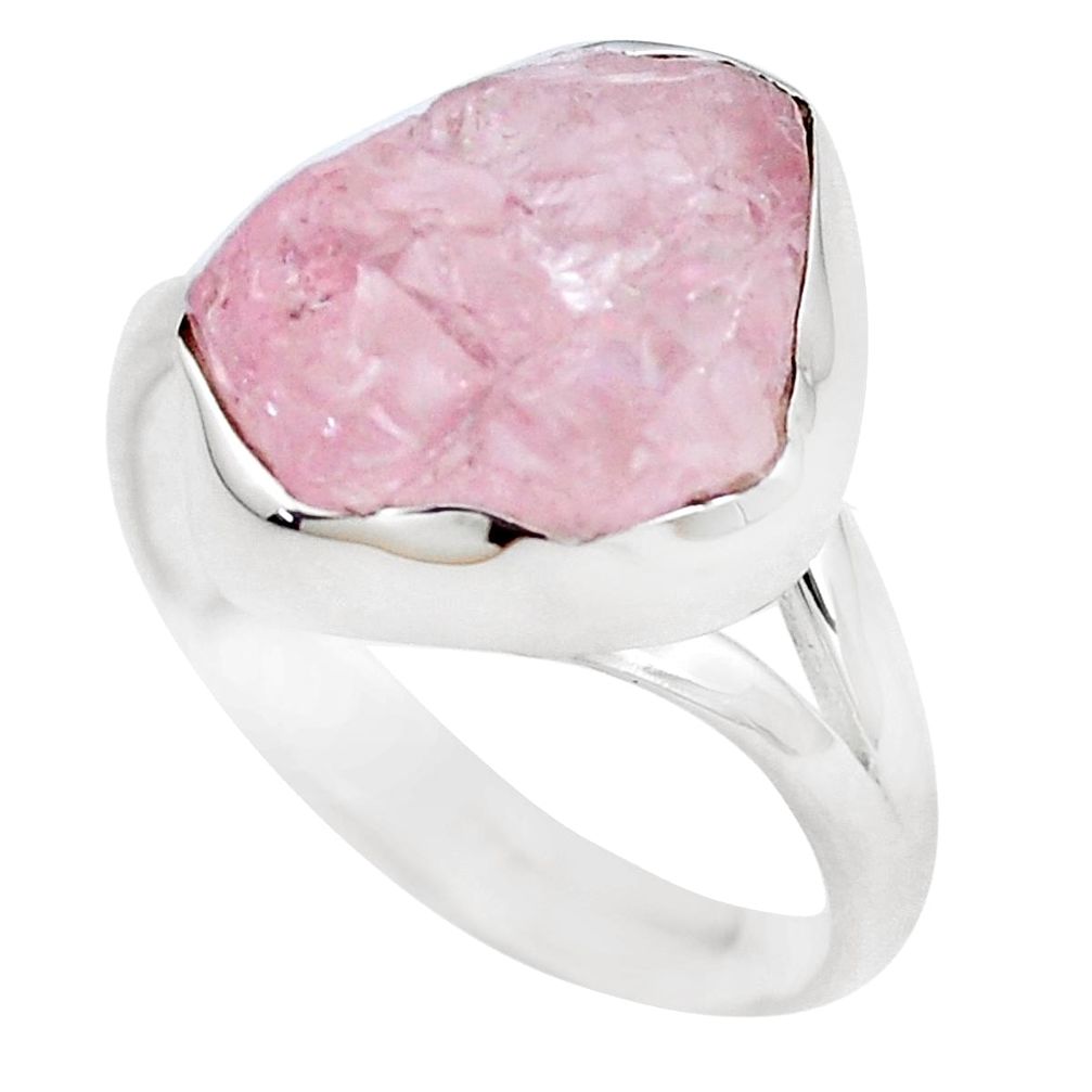 6.27cts natural pink morganite rough 925 sterling silver ring size 8 m90757