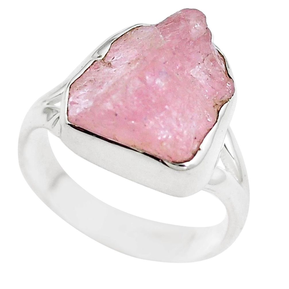 6.27cts natural pink morganite rough 925 sterling silver ring size 6.5 m90758