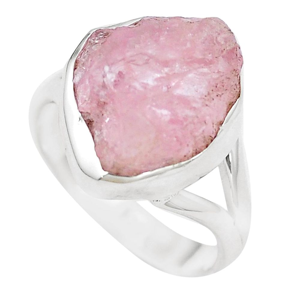 925 silver 6.48cts natural pink morganite rough solitaire ring size 7 m90759