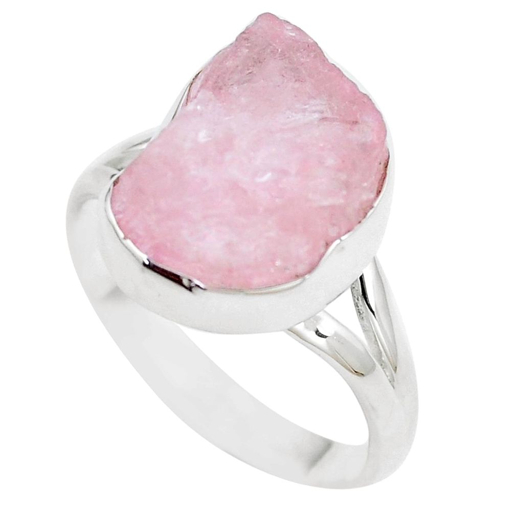 6.85cts natural pink morganite rough 925 sterling silver ring size 9 m90760