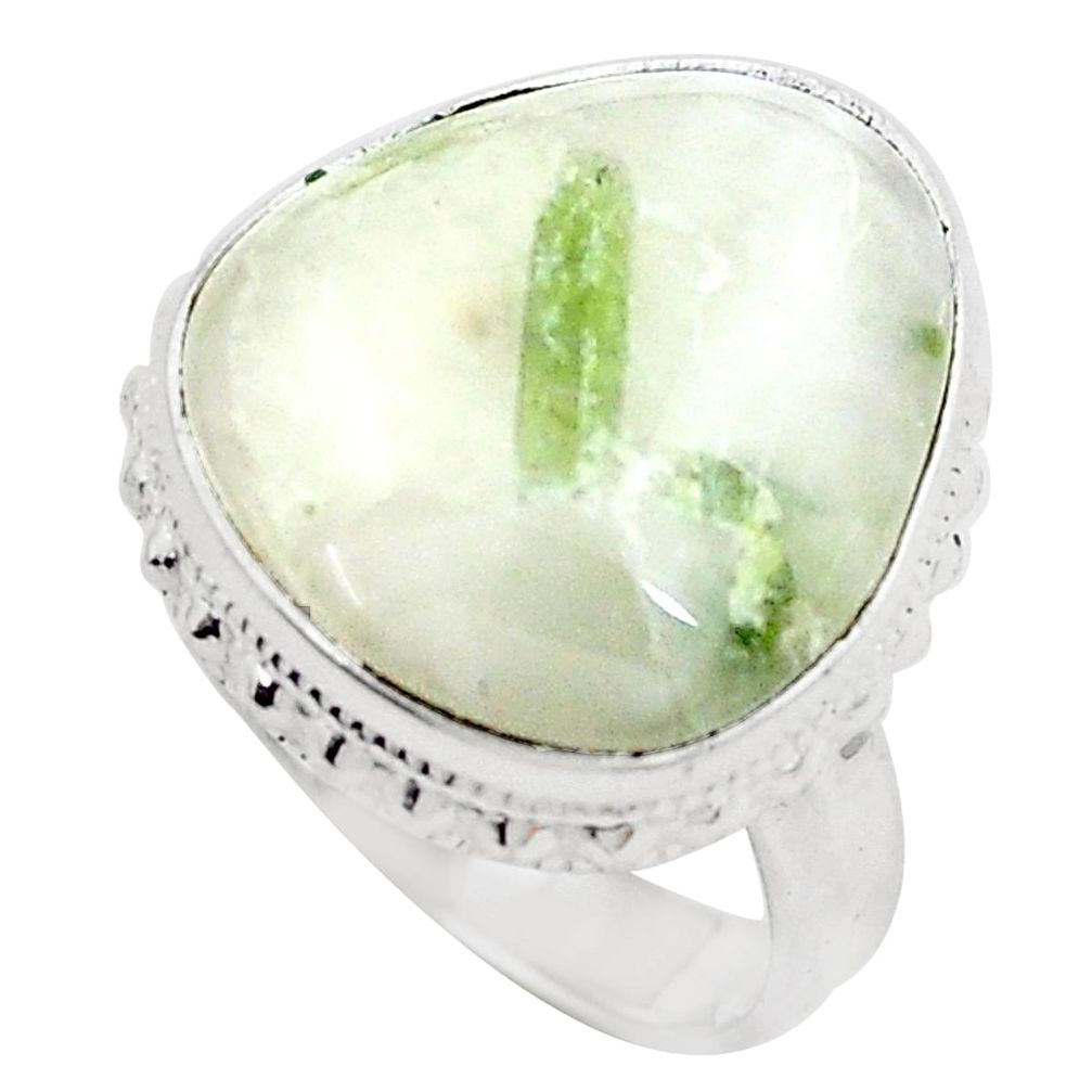 15.16cts natural tourmaline in quartz 925 silver solitaire ring size 7 m91807