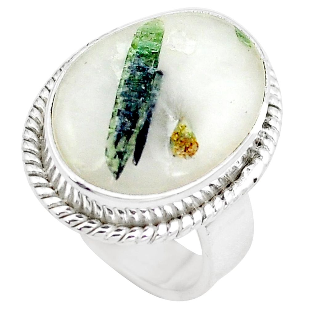 15.76cts natural tourmaline in quartz 925 silver solitaire ring size 5.5 m91815