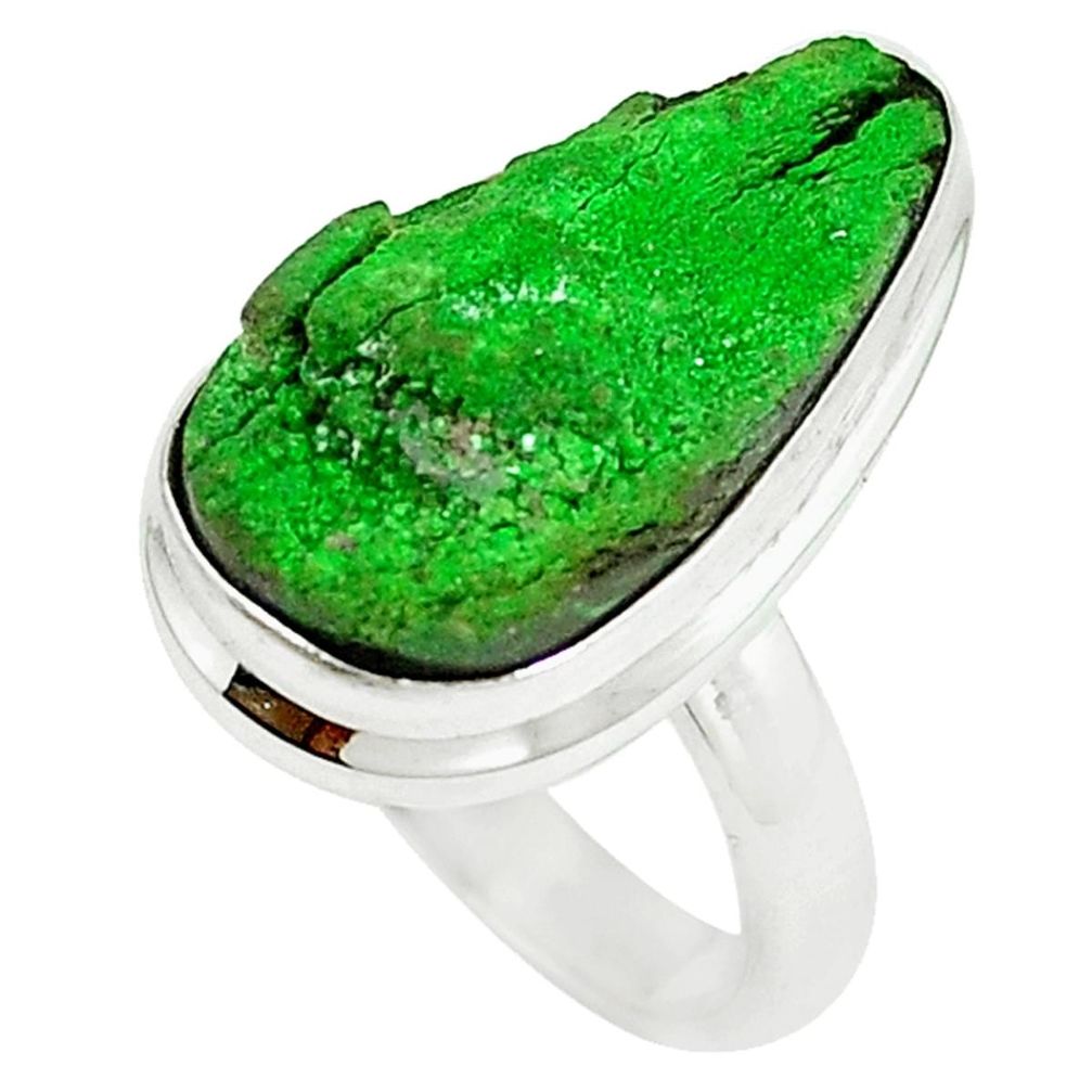 Natural green uvarovite garnet 925 sterling silver ring size 5 m9201