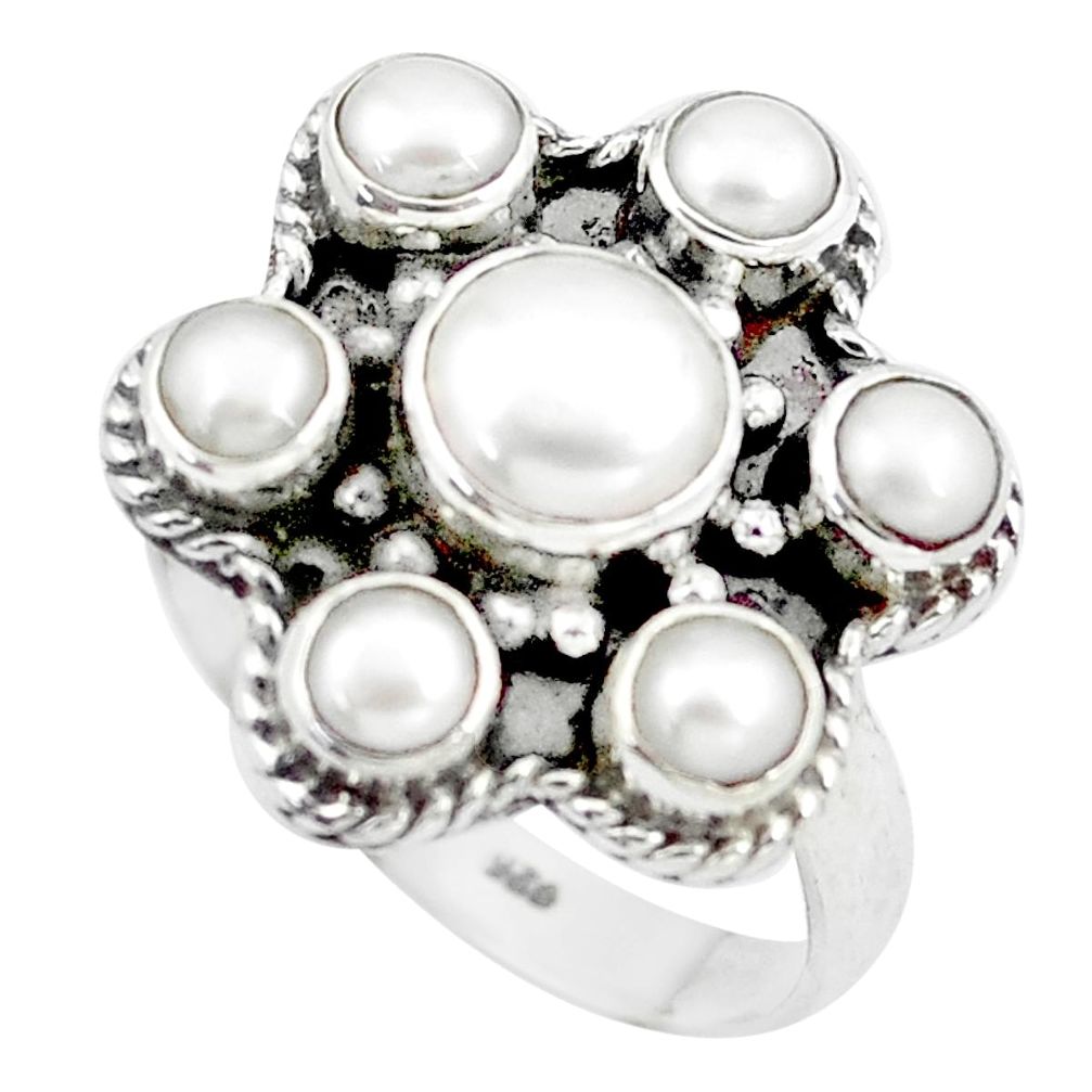 7.07cts natural white pearl 925 sterling silver ring jewelry size 7 m92010