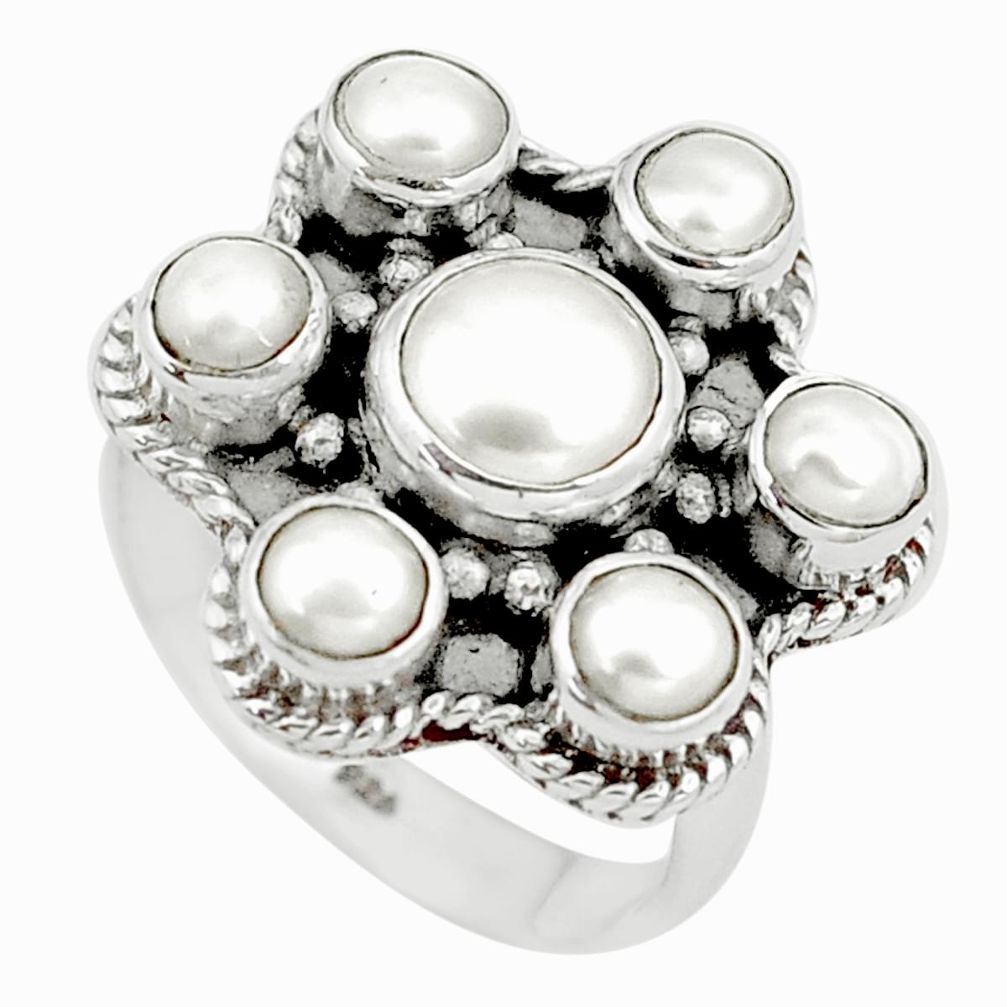 6.63cts natural white pearl 925 sterling silver ring jewelry size 7 m92020