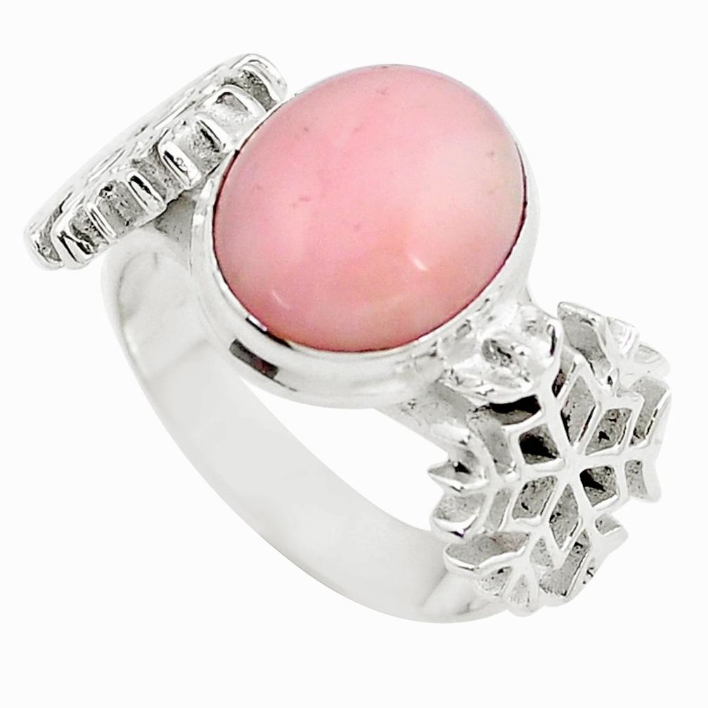 4.91cts natural pink opal 925 sterling silver solitaire ring size 8 m92065
