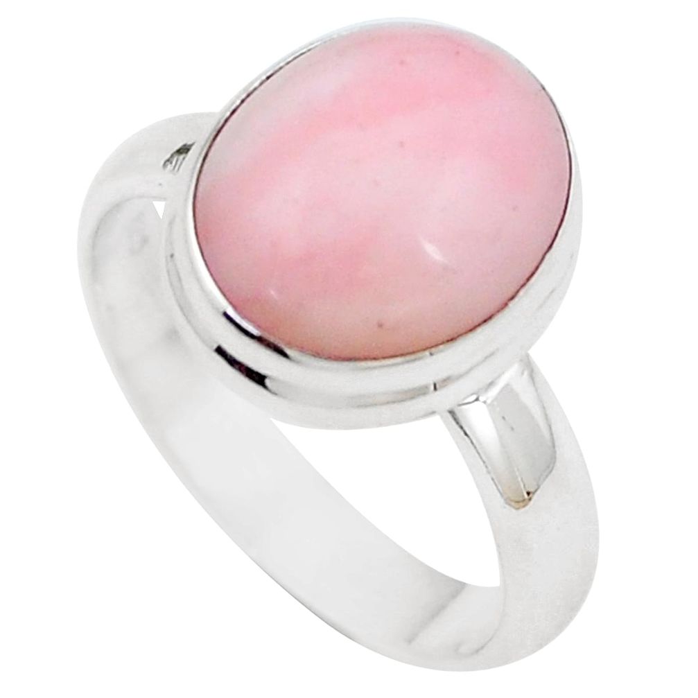 5.12cts natural pink opal 925 sterling silver solitaire ring size 7 m92071