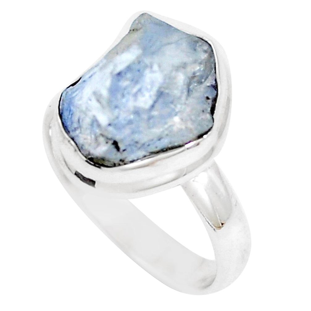 9.65cts natural blue dumortierite rough 925 silver solitaire ring size 9 m92456