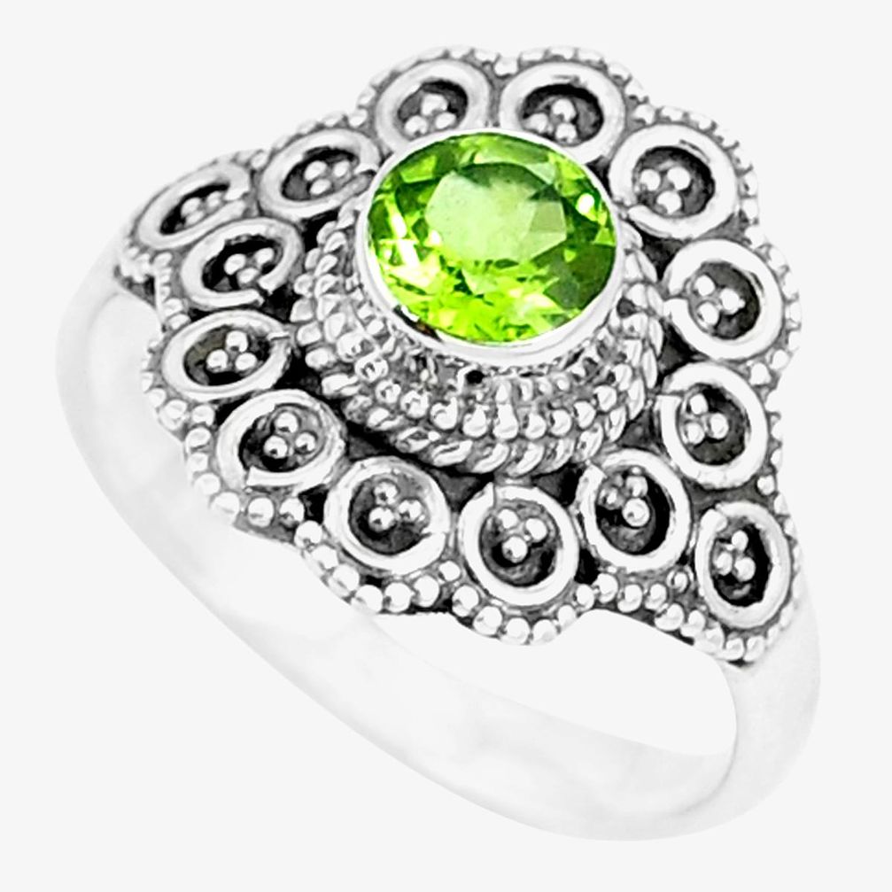 1.34cts natural green peridot 925 silver solitaire ring jewelry size 8.5 m92501