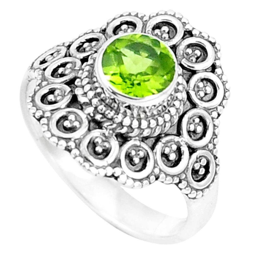 1.28cts natural green peridot 925 silver solitaire ring jewelry size 7 m92502