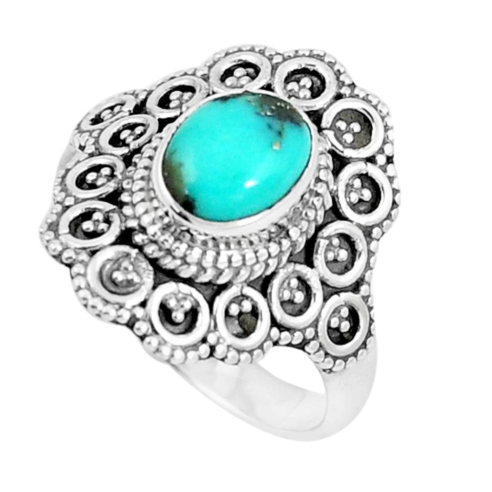 2.23cts green arizona mohave turquoise 925 silver solitaire ring size 6.5 m92538