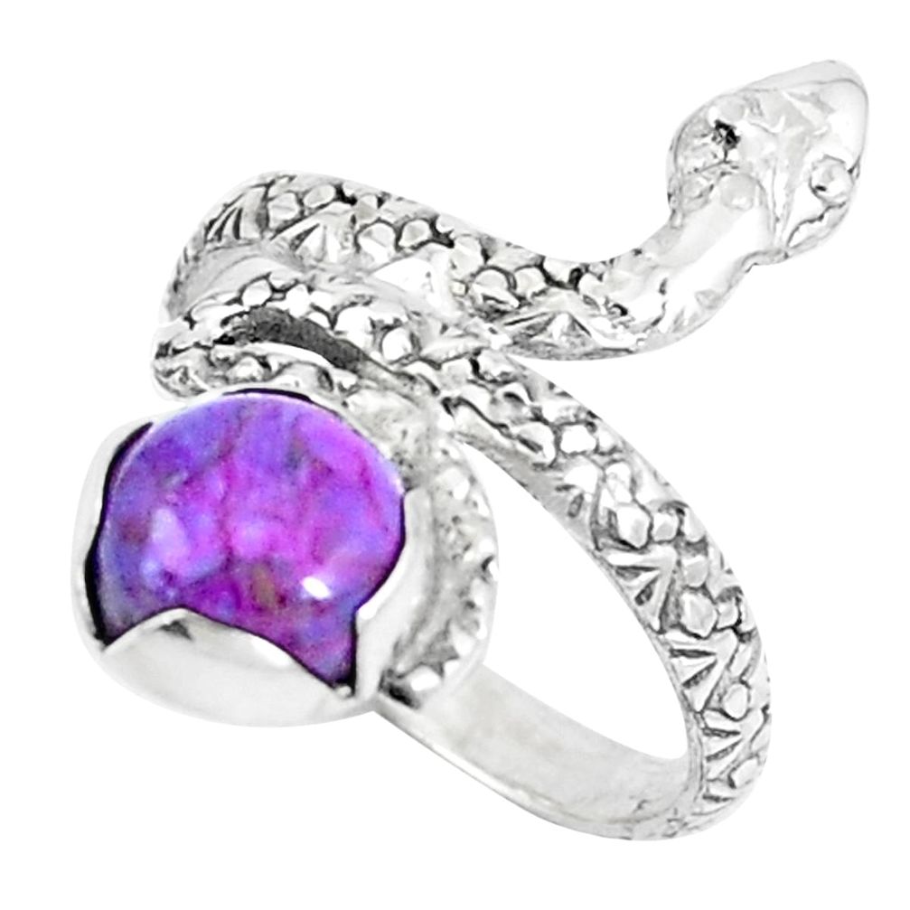 3.01cts purple copper turquoise 925 silver snake solitaire ring size 7 m92696