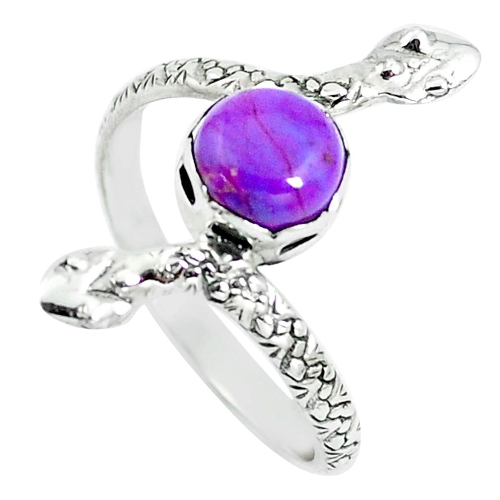 3.01cts purple copper turquoise 925 silver snake solitaire ring size 11.5 m92728