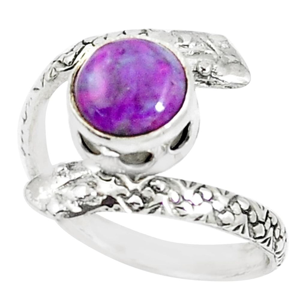 3.50cts purple copper turquoise 925 silver snake solitaire ring size 7.5 m92752