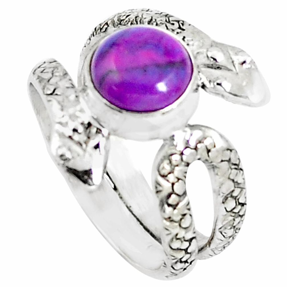 3.16cts purple copper turquoise 925 silver snake solitaire ring size 8 m92761