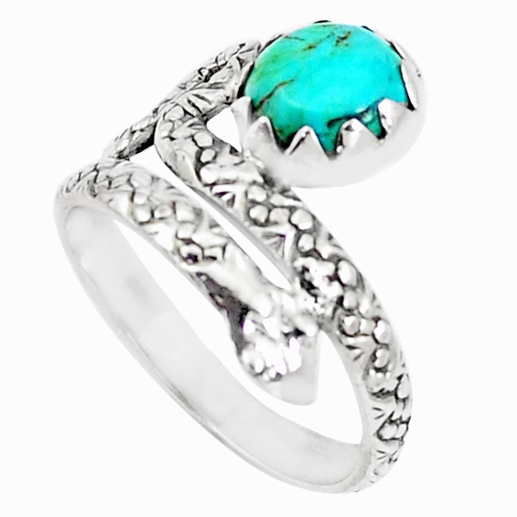 3.62cts arizona mohave turquoise 925 silver snake solitaire ring size 8 m92767