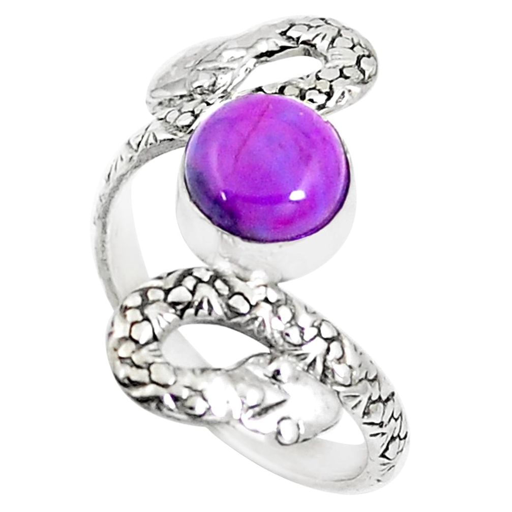 925 silver 3.01cts purple copper turquoise snake solitaire ring size 7.5 m92787