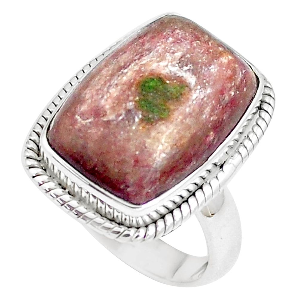925 silver 9.65cts natural eclogite muscovite solitaire ring size 7.5 m93084