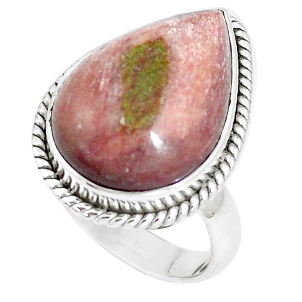 14.90cts natural eclogite muscovite 925 silver solitaire ring size 8 m93088