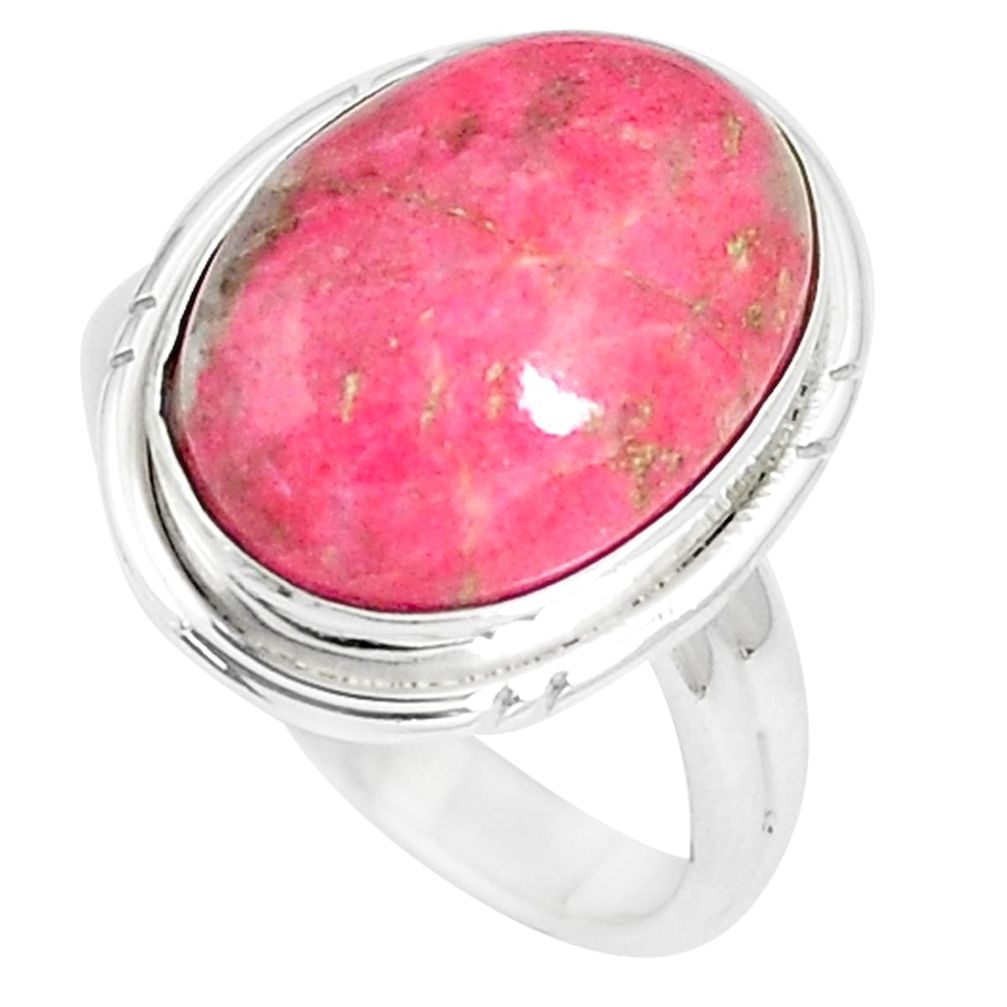 9.99cts natural pink thulite 925 silver solitaire ring size 7 m93158