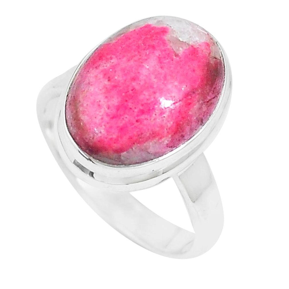 10.48cts natural pink thulite 925 silver solitaire ring jewelry size 8 m93160