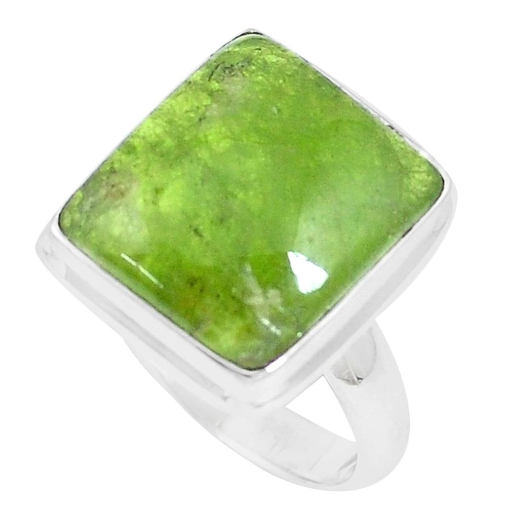 10.33cts natural green vasonite 925 silver solitaire ring jewelry size 8 m93161