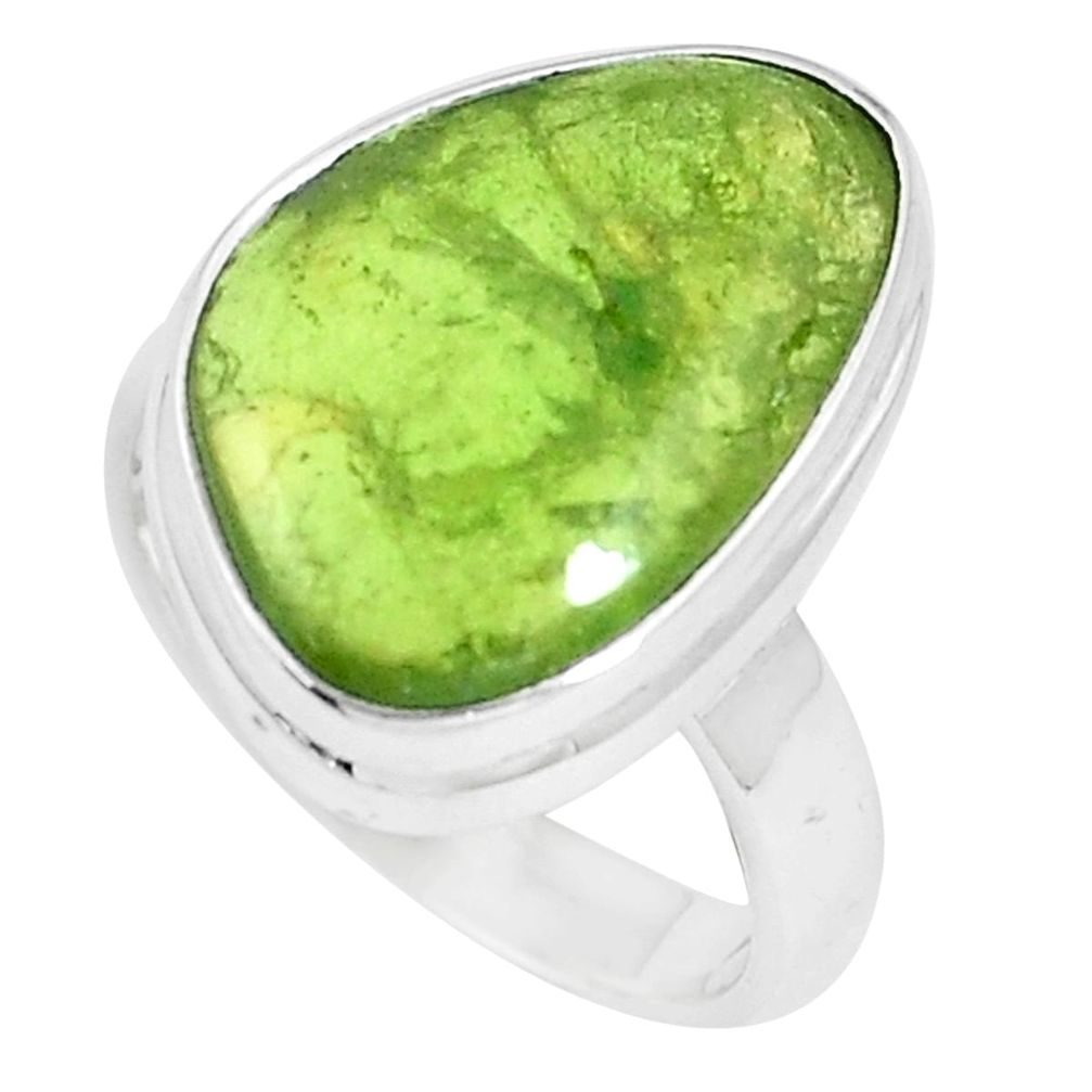 12.83cts natural green vasonite 925 silver solitaire ring jewelry size 7 m93162