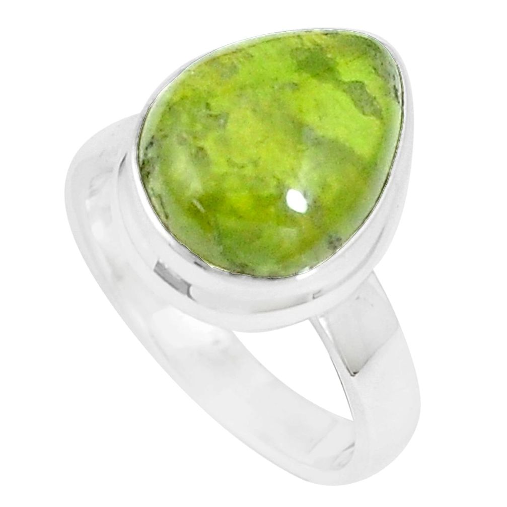 925 silver 7.12cts natural green vasonite solitaire ring jewelry size 7 m93164