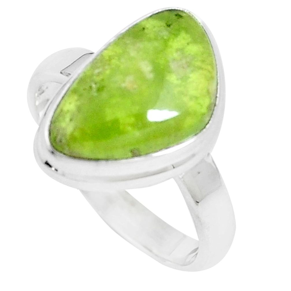 8.45cts natural green vasonite 925 silver solitaire ring jewelry size 9 m93165