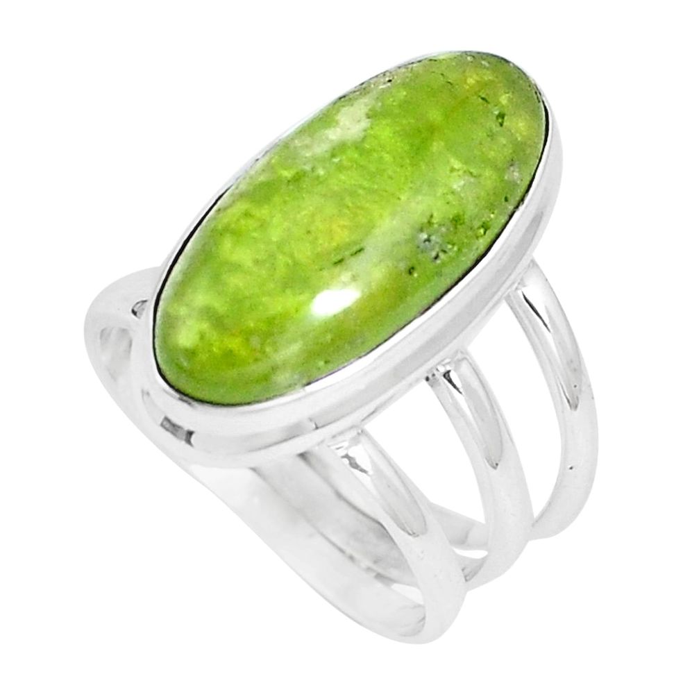 10.04cts natural green vasonite 925 silver solitaire ring jewelry size 7 m93167