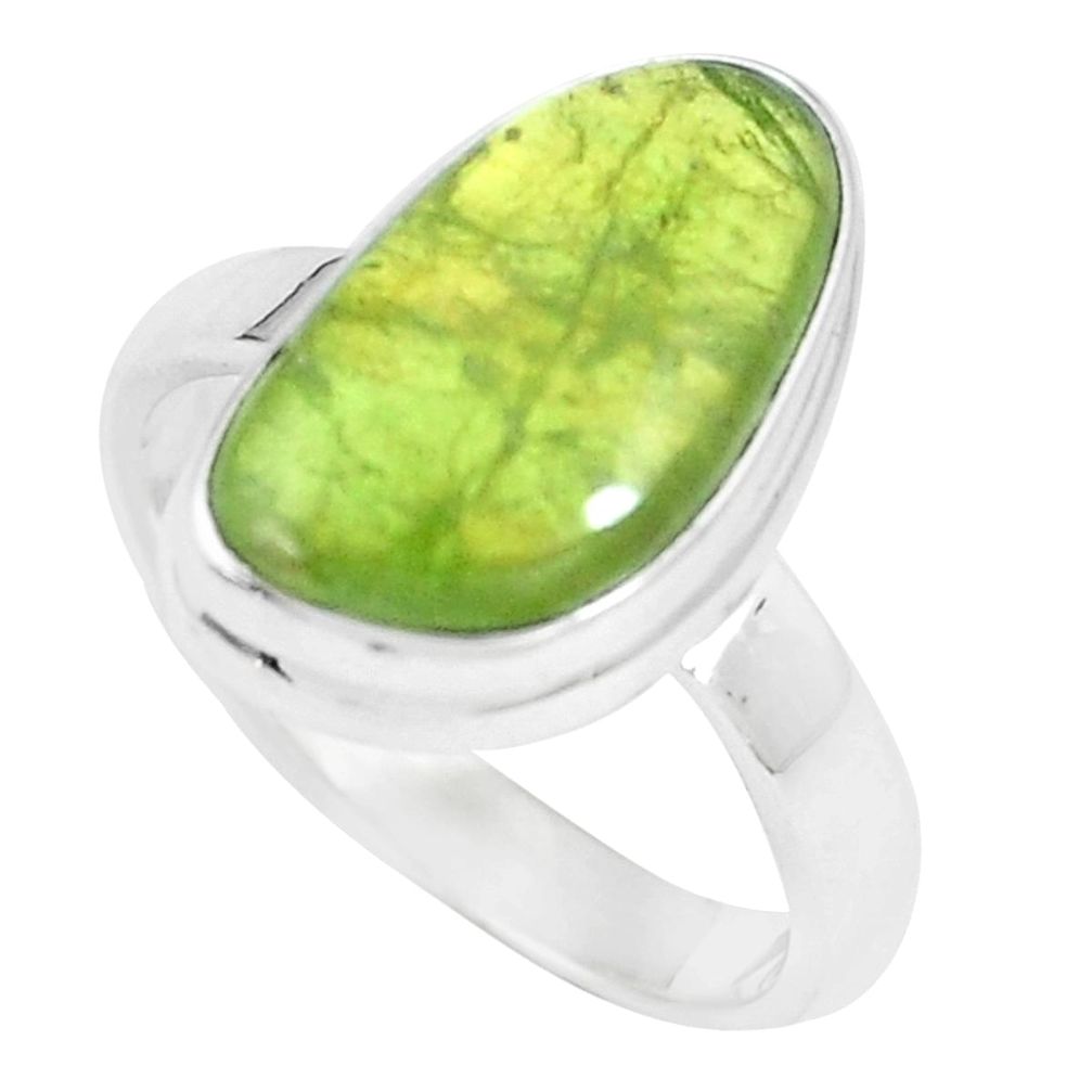 7.40cts natural green vasonite 925 silver solitaire ring jewelry size 9 m93172