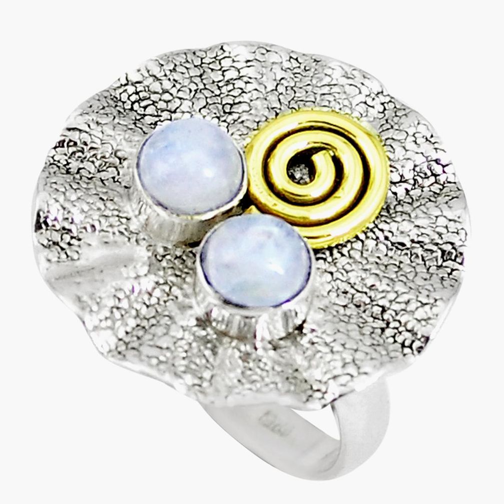 925 silver victorian natural rainbow moonstone two tone ring size 7 m93373