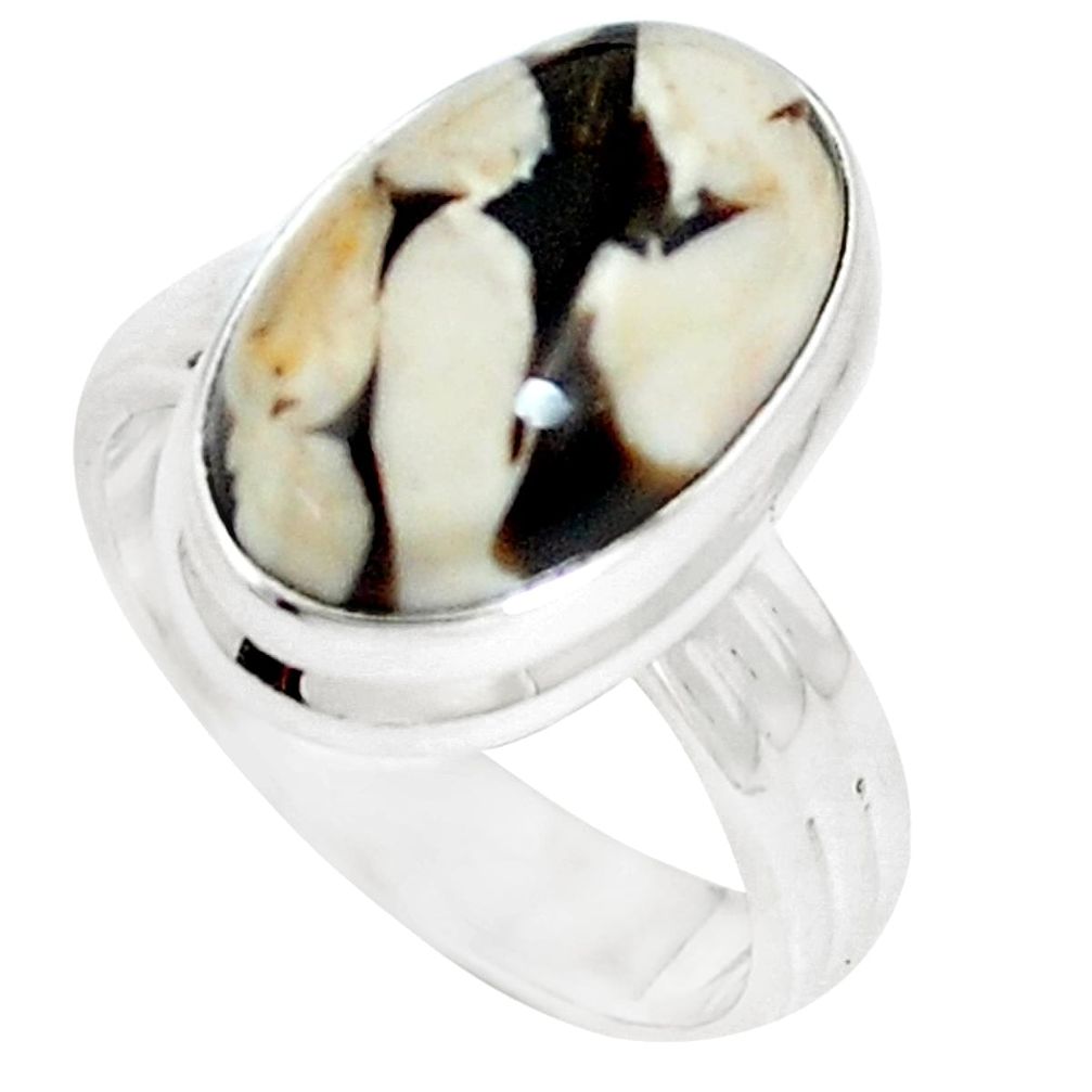 7.11cts peanut petrified wood fossil 925 silver solitaire ring size 6 m93426