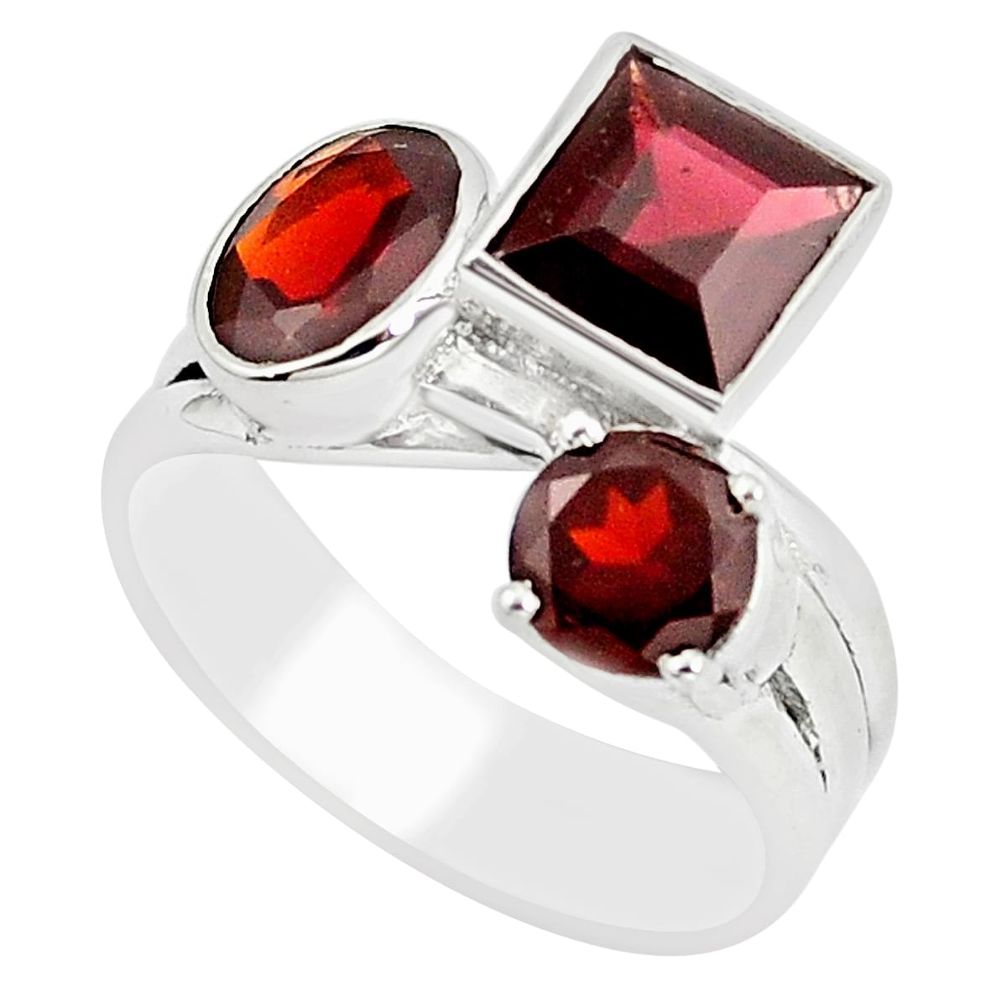 6.17cts natural red garnet square 925 sterling silver ring jewelry size 9 m94007