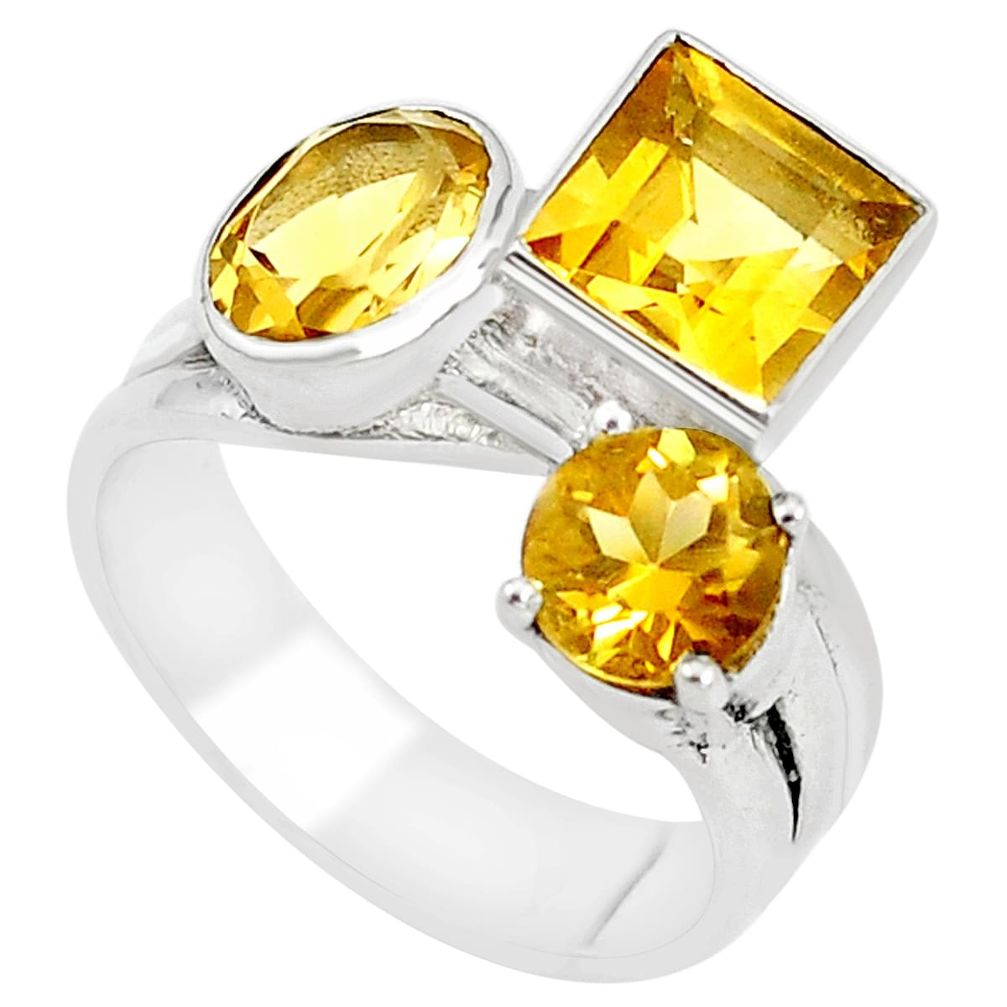 6.18cts natural yellow citrine 925 sterling silver ring jewelry size 9 m94011