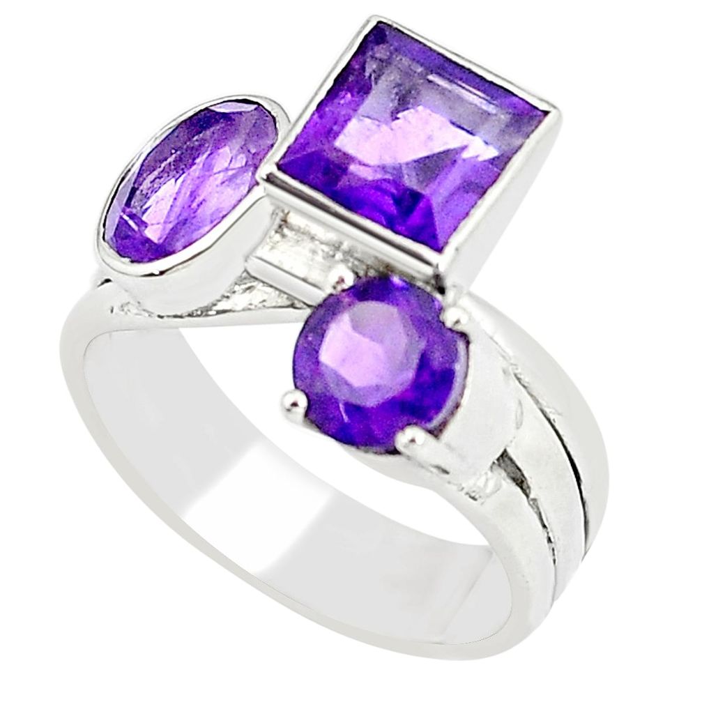 5.99cts natural purple amethyst 925 sterling silver ring jewelry size 7 m94015