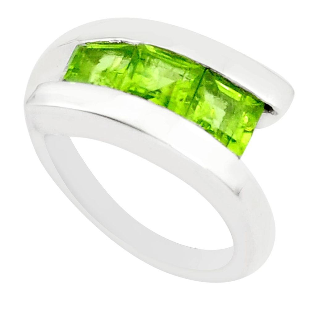 925 silver 2.94cts natural green peridot solitaire ring jewelry size 6.5 m94158