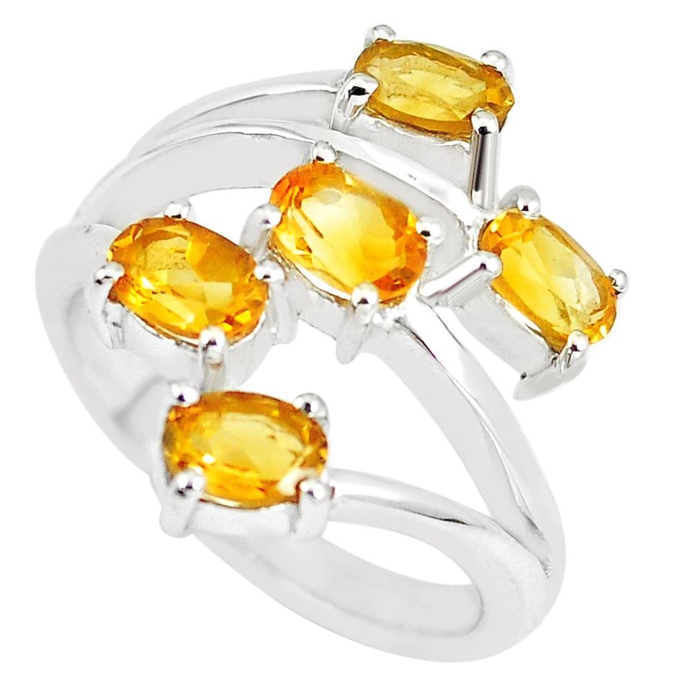 5.35cts natural yellow citrine oval 925 sterling silver ring size 5.5 m94162