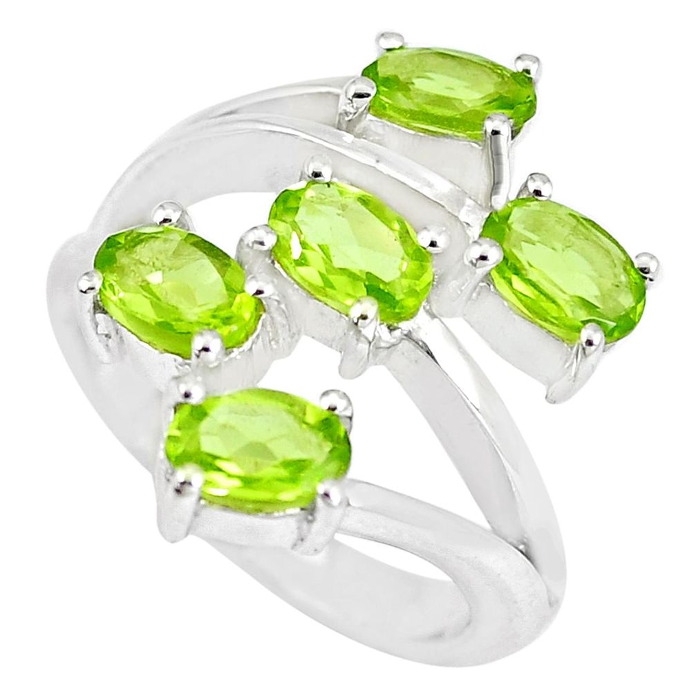 5.50cts natural green peridot oval 925 sterling silver ring size 6.5 m94165