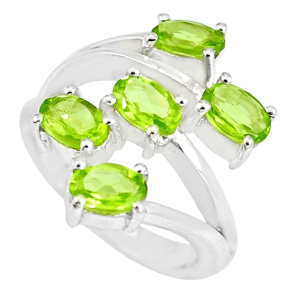 5.50cts natural green peridot 925 sterling silver ring jewelry size 6.5 m94168